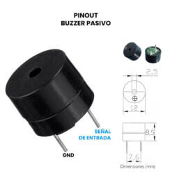Vista frontal del buzzer pasivo