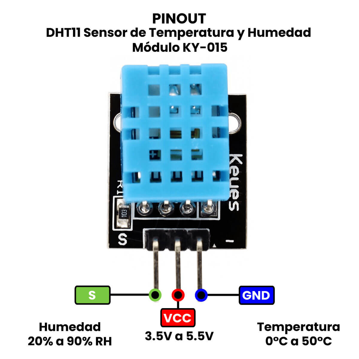 Sensor de temperatura y humedad DHT11 en versión individual y módulo